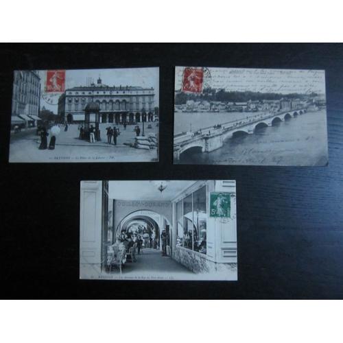 Lot De 3 Cartes Postales Affranchies De Bayonne (Rue Du Pont Neuf-Place De La Liberté-Pont St Esprit (Correspondance- Tout Début Du Siècle Dernier)