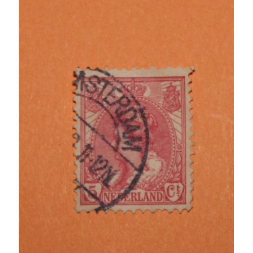 Timbre De La Reine Wilhelmine "Col Fourrure" 5c Oblitéré