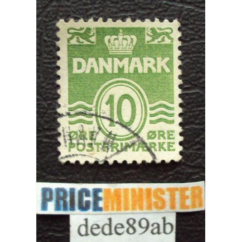 Danemark..  Danmark..  10 Chiffre Et Vagues Couronne Et Lions Héraldiques . Oblitéré Used Stamp.