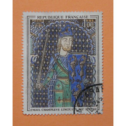 Timbre Oblitéré. Email Champlevé De Geoffroy 4 Le Bel Dit Plantagenet. 