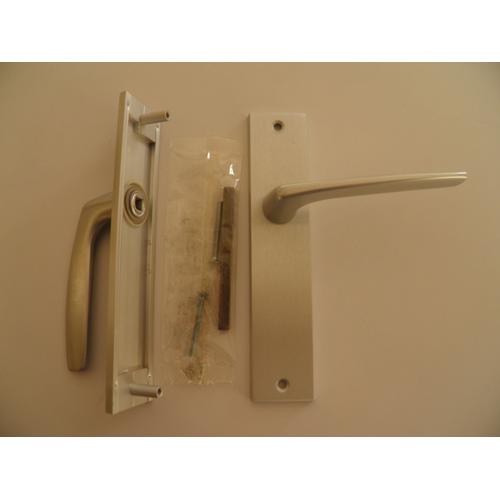 Ensemble Poignée de Porte RIV JUNIOR alu Argent BEZAULT, Vachette, Assa abloy, Bec de Cane, vis Relieuses + Carré 7x90