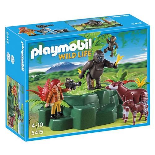 Playmobil 5273 Wild Life - Gorilles Et Okapis Avec Végétation