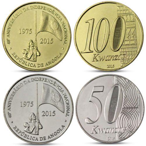 Angola 50 Et 100 Kwanzas Set 2 Monnaie 40th Anniversary Of Independence 2015 Unc