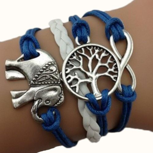 Bracelet Infini Elephant Arbre De Vie Infinity Bleu