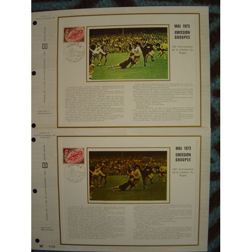 Monaco 1973 - 2 Feuillets Philatéliques Cef 56 Et 56s - 150ème Anniversaire De La Création Du Rugby.
