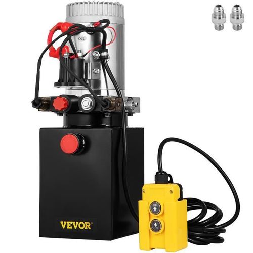 Pompe Hydraulique -Vevor- Groupe Réservoir Remorque En Métal Pour Voiture- 12v - 4l - 2850 Tr-Min - 1,6-3,0kw - 0,825gpm - 22mpa