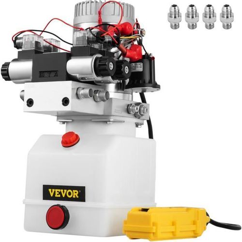 Pompe Hydraulique - Vevor - À Double Solénoïde Double Effet Bloc D?Alimentation- 12v - 4,5l - Électrique - Réservoir Plastique