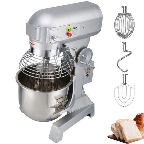 Robot Pâtissier -VEVOR-11L -450W -3 Vitesses -Socle à en Acier Inox -avec Tige de Mélangeur de Protection,Batteur, Fouet,Croche