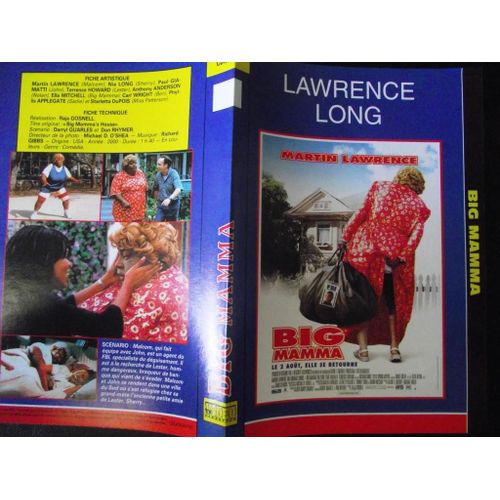 Jaquette Du Film Big Mama.(2000).Réalisation.Raja Gosnell Avec Martin Lawrence Nia Long Paul Giamatti Terrence Howard