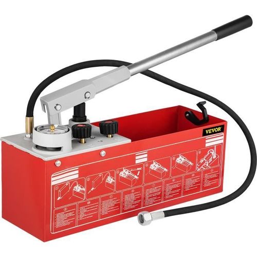 Pompe D'essai De Pression - Vevor - 60 Bars 860 Psi 6 Mpa 12 L Pompe De Test Hydrostatique Double Clapet Précis - 49 X 16 X 17 Cm