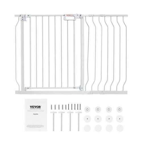 Barrière de Sécurité Extensible - VEVOR- Porte de sécurité rétractable75-123x76 cm ,Espacement des tiges 53 mm,Blanc