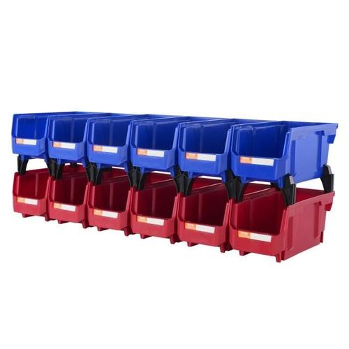 Bac a Bec - VEVOR - Bac de Rangement Empilable Suspendu Plastique de Garage 12PCS ,276 x 139 x 128 mm,Plastique PP,Bleu-Rouge