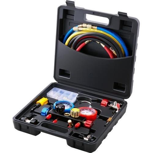 Kit de recharge climatisation - VEVOR - S'applique à R134a - R12 - R410A - R22,Avec adaptateur réfrigérant box,Laiton, aluminium