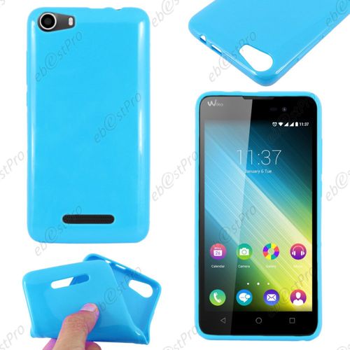 Ebeststar ® Housse Etui Coque Souple Silicone Gel Sans Motif Pour Wiko Lenny 2, Couleur Bleu + 1 Film Protection D'écran + Lingette
