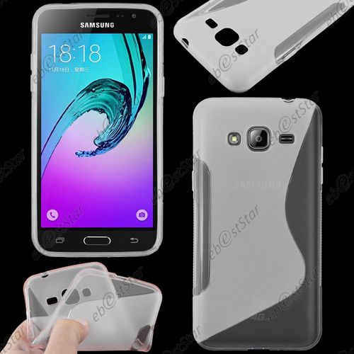 Ebeststar ® Housse Etui Coque Silicone Gel Motif S-Line Protection Souple Pour Samsung Galaxy J3 Sm-J300f, Couleur Transparent + 1 Film Protection D'écran + Lingette