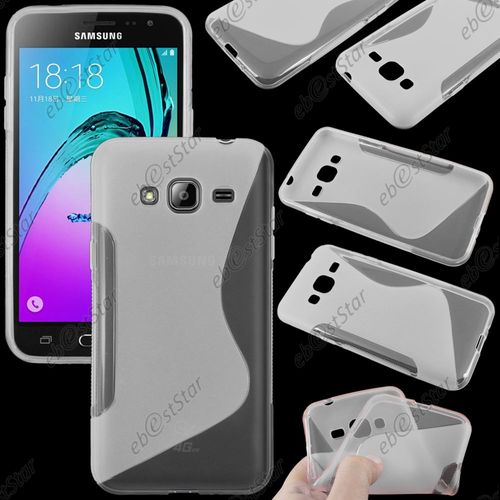 Ebeststar ® Pour Samsung Galaxy J3 Sm-J300f Coque S-Line Silicone Gel Motif Vague Housse Etui Protection Souple, Couleur Transparent + 1 Film Protection D'écran + Lingette