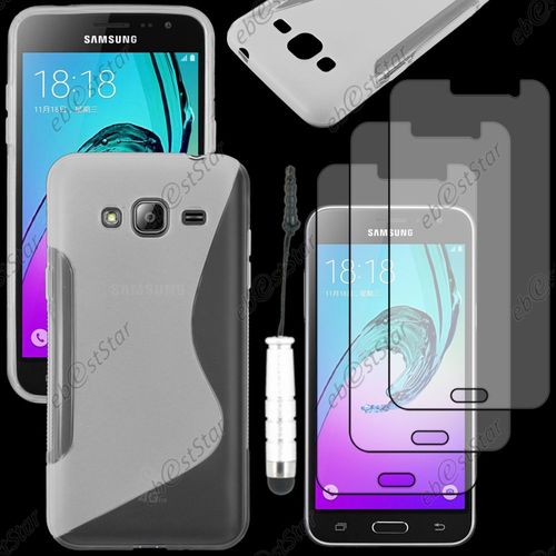 Ebeststar ® Housse Etui Coque Silicone Gel Motif S-Line Protection Souple Pour Samsung Galaxy J3 Sm-J300f, Couleur Transparent + Mini Stylet 3 Film Plastique