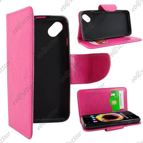 Ebeststar ® Housse Portefeuille Coque Etui Protection Folio Pour Wiko Sunset 2, Couleur Rose + 1 Film Protection D'écran + Lingette