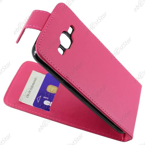 Ebeststar ® Pour Samsung Galaxy J3 Sm-J300f Housse Simili Cuir À Clapet Coque Etui, Couleur Rose + 1 Film Protection D'écran + Lingette