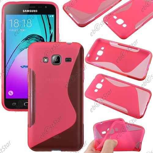 Ebeststar ® Pour Samsung Galaxy J3 Sm-J300f Coque S-Line Silicone Gel Motif Vague Housse Etui Protection Souple, Couleur Rose + 1 Film Protection D'écran + Lingette