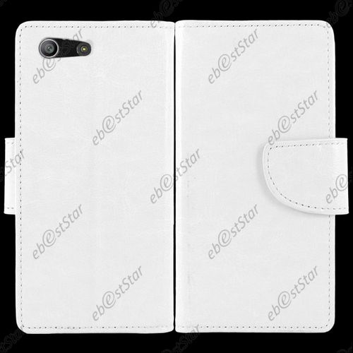 Ebeststar ® Housse Portefeuille Coque Etui Protection Folio Pour Sony Xperia M5, M5 Dual, Couleur Blanc + 1 Film Protection D'écran + Lingette