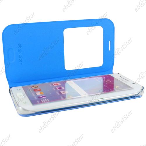 Ebeststar ® Pour Samsung Galaxy S6 Edge Sm-G925f G925 Housse Protection Coque Cover View Portefeuille, Couleur Bleu + 1 Film Protection D'écran + Lingette