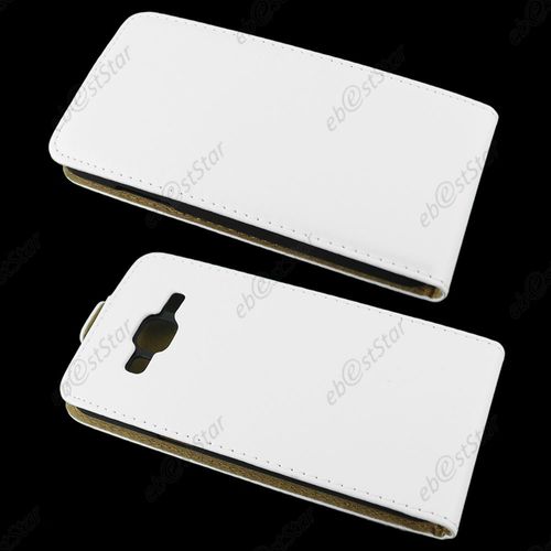 Ebeststar ® Etui Pu Cuir Rabattable Housse Coque Ultra Slim Pour Samsung Galaxy J3 Sm-J300f, Couleur Blanc + 1 Film Protection D'écran + Lingette