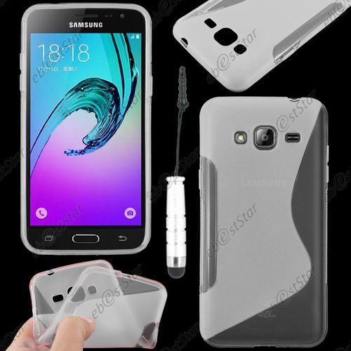 Ebeststar ® Housse Etui Coque Silicone Gel Motif S-Line Protection Souple Pour Samsung Galaxy J3 Sm-J300f, Couleur Transparent + Mini Stylet + 1 Film Protection D'écran + Lingette