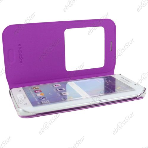 Ebeststar ® Pour Samsung Galaxy S6 Edge Sm-G925f G925 Housse Protection Coque Cover View Portefeuille, Couleur Violet + 1 Film Protection D'écran + Lingette