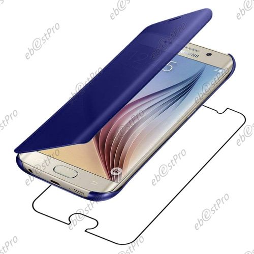 Ebeststar ® Housse Coque Etui View Clear Cover Miroir Pour Samsung Galaxy S6 Edge + Sm-G928f Edge Plus, Couleur Bleu Foncé + 1 Film Protection D'écran + Lingette