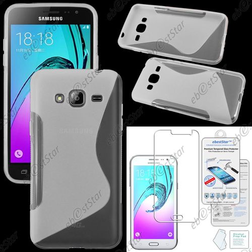 Ebeststar ® Pour Samsung Galaxy J3 Sm-J300f Coque S-Line Silicone Gel Motif Vague Housse Etui Protection Souple, Couleur Transparent + Film Verre Trempé