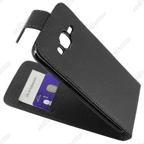 Ebeststar ® Housse Coque Etui Simili Cuir À Rabat Vertical Pour Samsung Galaxy J3 Sm-J300f, Couleur Noir + Mini Stylet + 1 Film Protection D'écran + Lingette