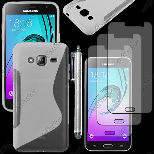 Ebeststar ® Housse Etui Coque Silicone Gel Motif S-Line Protection Souple Pour Samsung Galaxy J3 Sm-J300f, Couleur Transparent + Stylet 3 Film Plastique