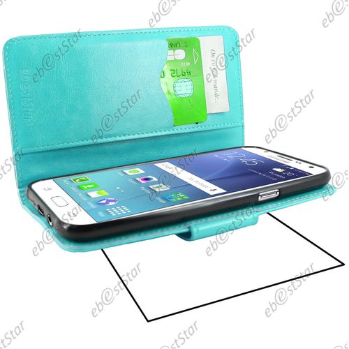 Ebeststar ® Housse Coque Etui Portefeuille Support Folio Simi Cuir Pour Samsung Galaxy J5 Sm-J500f, Couleur Bleu + 1 Film Protection D'écran + Lingette