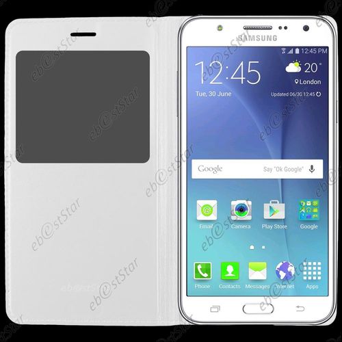 Ebeststar ® Pour Samsung Galaxy J5 Sm-J500f Housse Protection Coque Cover View Portefeuille, Couleur Blanc + 1 Film Protection D'écran + Lingette