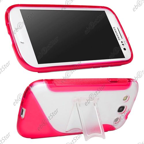 Ebeststar ® Coque Rigide Vague S-Style Etui Housse Avec Support Pour Samsung Galaxy S3 I9300 I9305, Couleur Rose + 1 Film Protection D'écran + Lingette