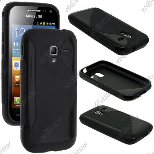 Ebeststar ® Housse Etui Coque Silicone Gel Motif S-Line Protection Souple Pour Samsung Galaxy Ace 2 I8160, S7560m, Couleur Noir + 1 Film Protection D'écran + Lingette