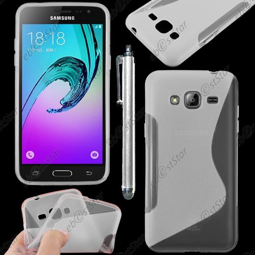 Ebeststar ® Housse Etui Coque Silicone Gel Motif S-Line Protection Souple Pour Samsung Galaxy J3 Sm-J300f, Couleur Transparent + Stylet + 1 Film Protection D'écran + Lingette