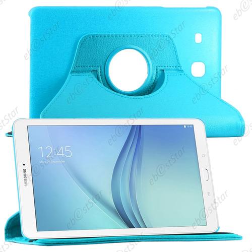 Ebeststar ® Pour Samsung Galaxy Tab E 9.6 T560, T561 Etui Pu Cuir Coque Housse Rotative 360°, Couleur Bleu + 1 Film Protection D'écran + Lingette
