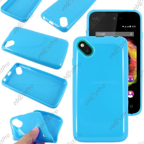 Ebeststar ® Pour Wiko Sunset 2 Coque Silicone Gel Sans Motif Housse Etui Souple, Couleur Bleu + 1 Film Protection D'écran + Lingette