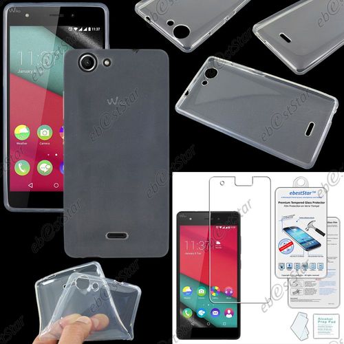 Ebeststar ® Verre Trempé + Housse Etui Coque Silicone Gel Tpu Souple Ultra Fine 0,5mm Pour Wiko Pulp 4g, Couleur Transparent