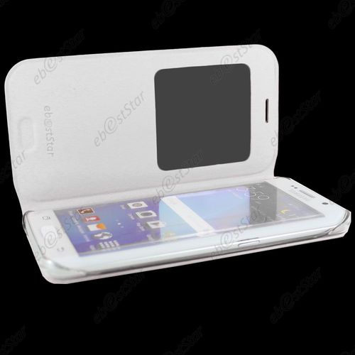 Ebeststar ® Pour Samsung Galaxy S6 Edge + Sm-G928f Edge Plus Housse Protection Coque Cover View Portefeuille, Couleur Blanc + 1 Film Protection D'écran + Lingette