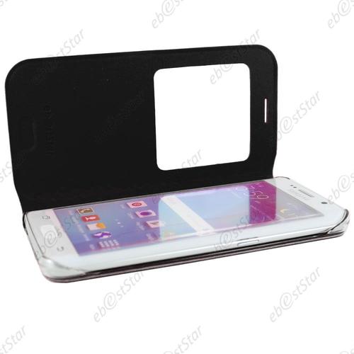 Ebeststar ® Housse Coque Etui Style View Portefeuille Pour Samsung Galaxy S6 Edge Sm-G925f G925, Couleur Noir + Mini Stylet 3 Film Plastique