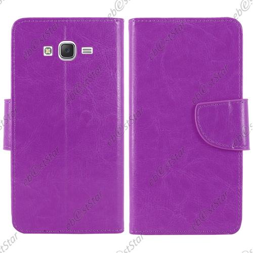 Ebeststar ® Housse Portefeuille Coque Etui Protection Folio Pour Samsung Galaxy J5 Sm-J500f, Couleur Violet + 1 Verre Trempé