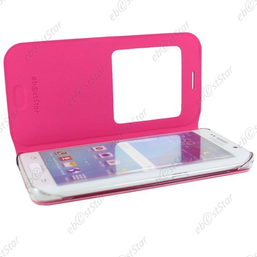 Ebeststar ® Pour Samsung Galaxy S6 Edge Sm-G925f G925 Housse Protection Coque Cover View Portefeuille, Couleur Rose + 1 Film Protection D'écran + Lingette