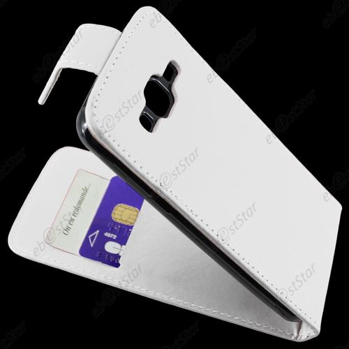 Ebeststar ® Pour Samsung Galaxy J3 Sm-J300f Housse Simili Cuir À Clapet Coque Etui, Couleur Blanc + 1 Film Protection D'écran + Lingette