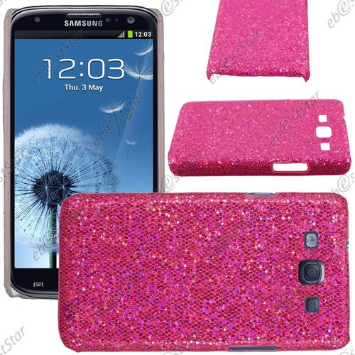 Ebeststar ® Etui Housse Coque Rigide À Paillettes Pour Samsung Galaxy S3 I9300 I9305, Couleur Rose + 1 Film Protection D'écran + Lingette