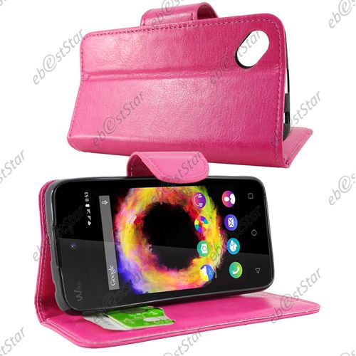 Ebeststar ® Pour Wiko Sunset 2 Etui Portefeuille Housse Coque Protection Folio Book Livre, Couleur Rose + 1 Film Protection D'écran + Lingette