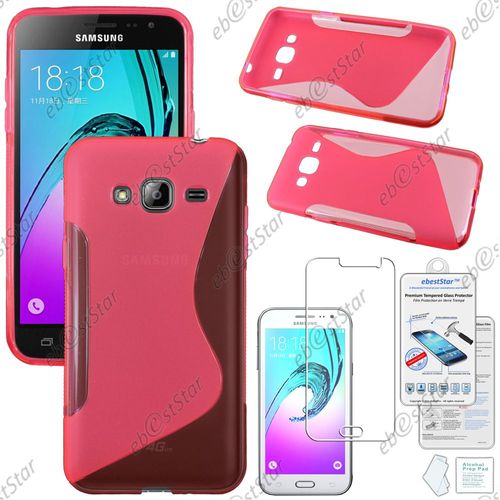 Ebeststar ® Etui Housse Coque S-Line Silicone Protection En Gel Pour Samsung Galaxy J3 Sm-J300f, Couleur Rose + 1 Verre Trempé