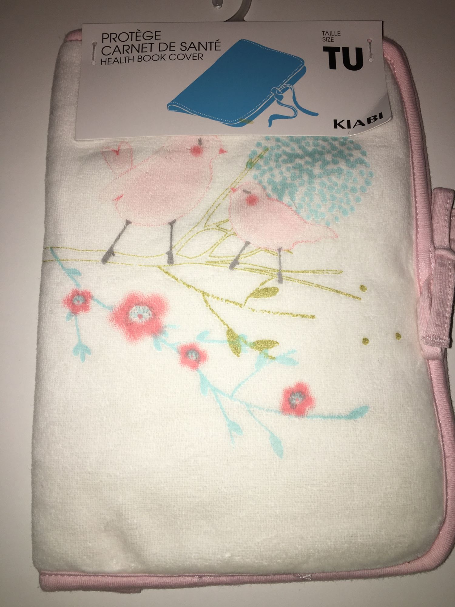 Protege Carnet De Sante Kiabi Blanc Et Rose Oiseaux Fleurs Branches Feuilles Arbre Cadeau Naissance Bebe Fille Rakuten